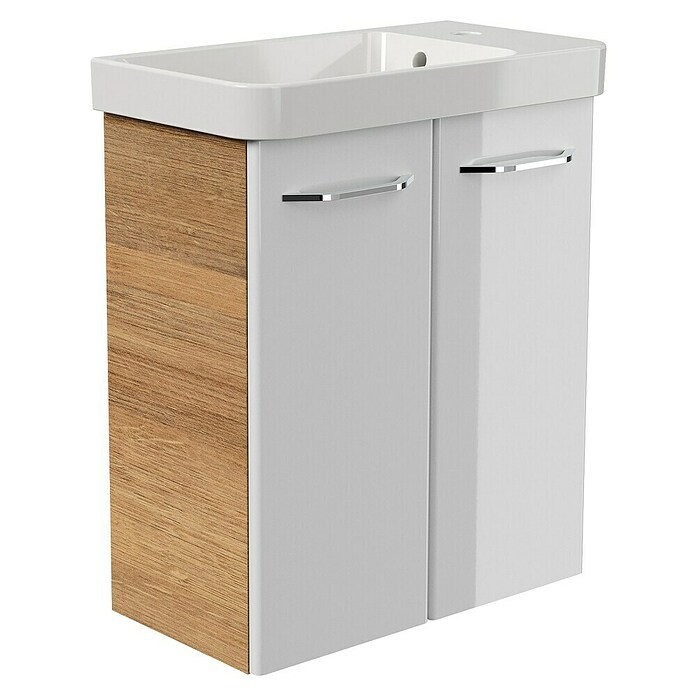 Fackelmann Milano Waschtischunterschrank (Ast Eiche, Weiß, B x T x H: 520 x 275 x 610 mm) | BAUHAUS