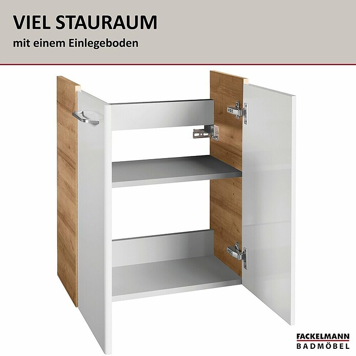 Fackelmann Milano Waschtischunterschrank (Ast Eiche, Weiß, B x T x H: 520 x 275 x 610 mm) | BAUHAUS