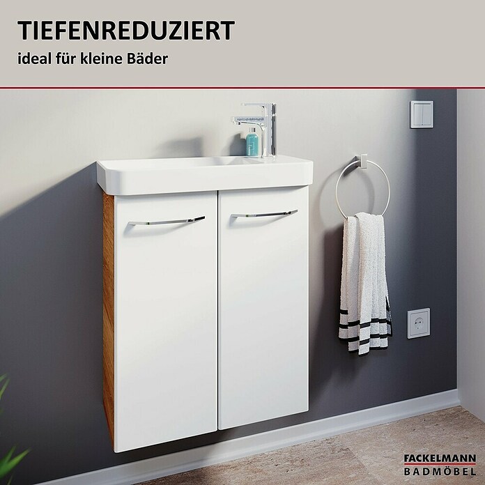 Fackelmann Milano Waschtischunterschrank (Ast Eiche, Weiß, B x T x H: 520 x 275 x 610 mm) | BAUHAUS