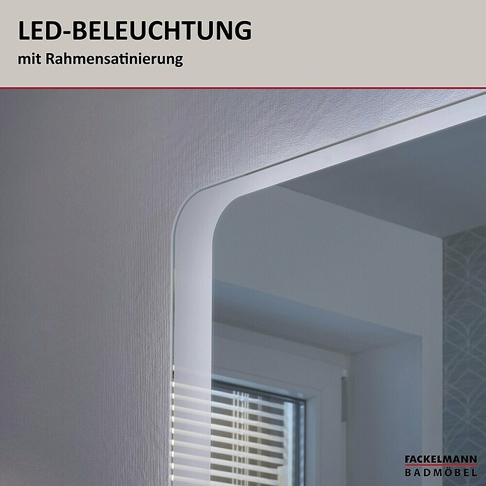 Fackelmann Milano LED-Lichtspiegel (550 x 800 mm, umlaufendes LED-Band, Rand teilsatiniert) | BAUHAUS