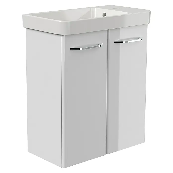 Fackelmann Milano Waschbeckenunterschrank - B x T x H: 520 x 275 x 610 mm, Weiß - Schlichtes Waschbecken mit Unterschrank in Weiß und Chromgriffen, ideal für ein modernes Bad. Funktionalität und Stil vereint in diesem Möbelstück.