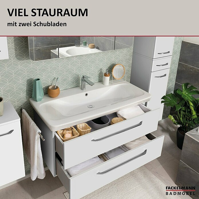 Fackelmann Milano Waschbeckenunterschrank (B x T x H: 100 x 476 x 492 mm, Weiß) | BAUHAUS