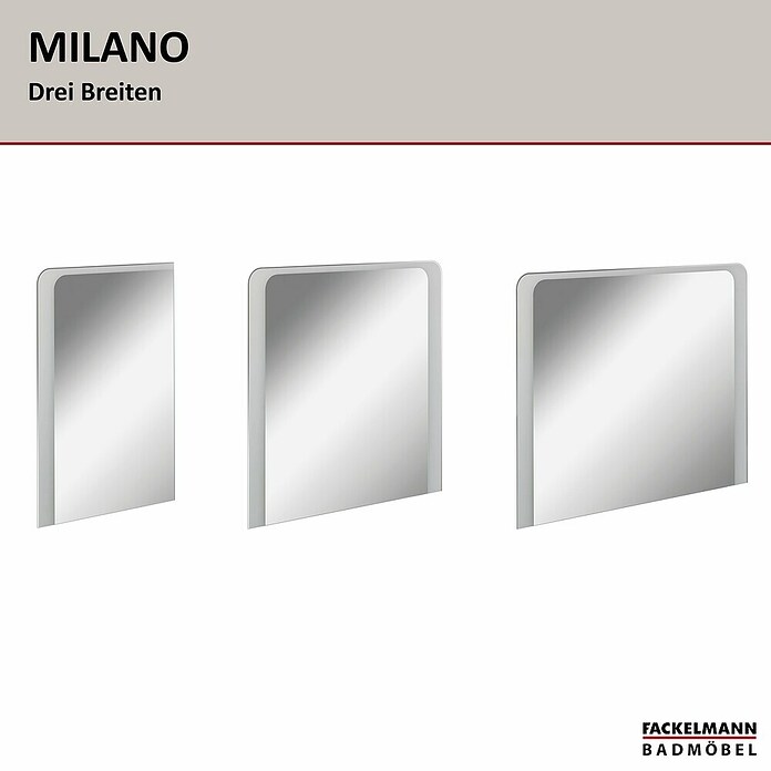 Fackelmann Milano LED-Lichtspiegel (550 x 800 mm, umlaufendes LED-Band, Rand teilsatiniert) | BAUHAUS