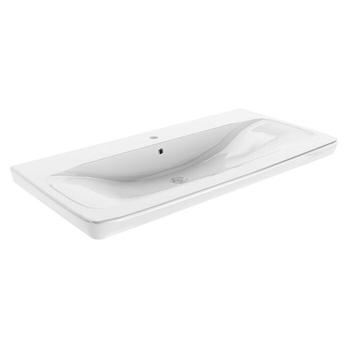 Fackelmann Milano Waschtisch (B x T: 1 073 x 543 mm, Hahnloch: Mitte, Mit Überlauf, Weiß) | BAUHAUS