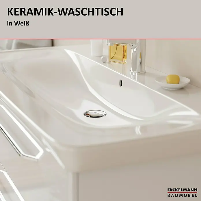 Fackelmann Milano Waschtisch - Weiß, L x B x H: 107,5 x 17 x 54,5 cm - Keramik-Waschtisch in Weiß, moderne und elegante Gestaltung für Ihr Badezimmer. Hochwertige Verarbeitung für lange Lebensdauer.