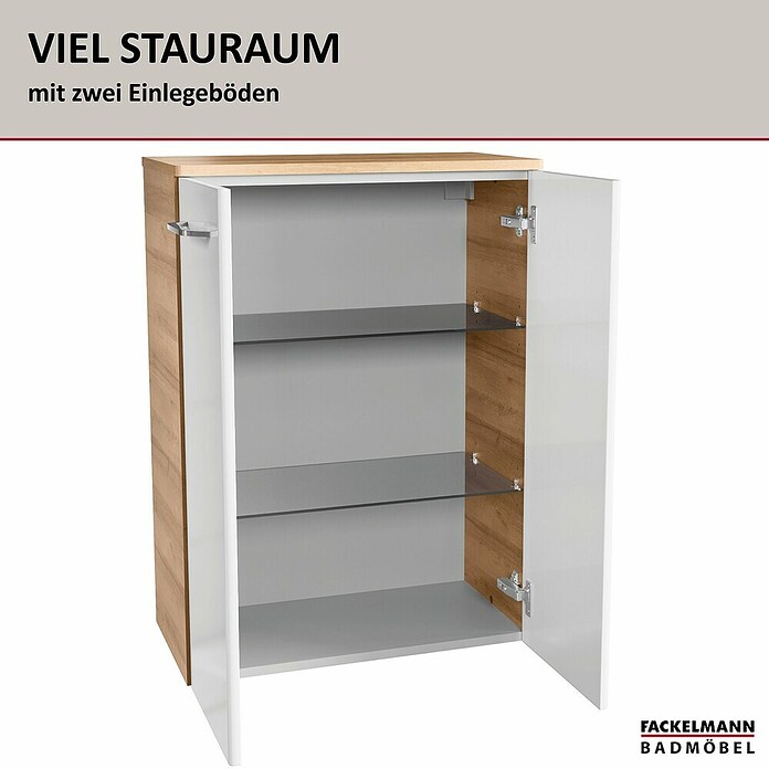 Fackelmann Milano Hängeschrank (Ast Eiche, Weiß, B x T x H: 602 x 320 x 826 mm) | BAUHAUS