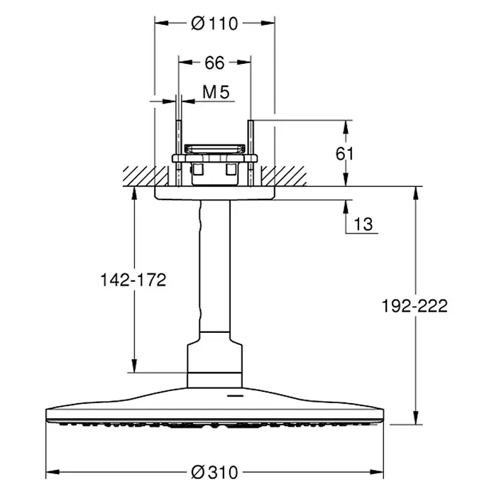 Grohe Rainshower SmartActive Kopfbrausen-Set 310Durchmesser: 31 cm, 25 l/min, Deckenmontage, Moonwhite/Chrom