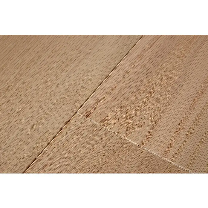 Parkett - Eiche Westerland, Landhausdiele, 1.820 x 145 x 14,2 mm - Nahaufnahme von hellem Holzlaminat, das die natürliche Maserung und die sauberen Linien betont. Ideal für moderne Bodenbeläge.