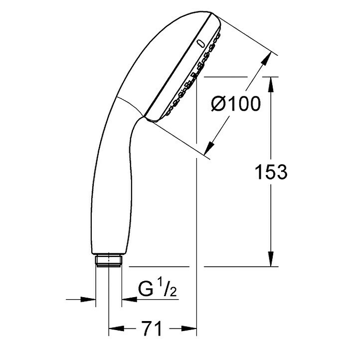 Grohe Handbrause (Anzahl Funktionen: 3, Durchmesser: 10 cm, Chrom)