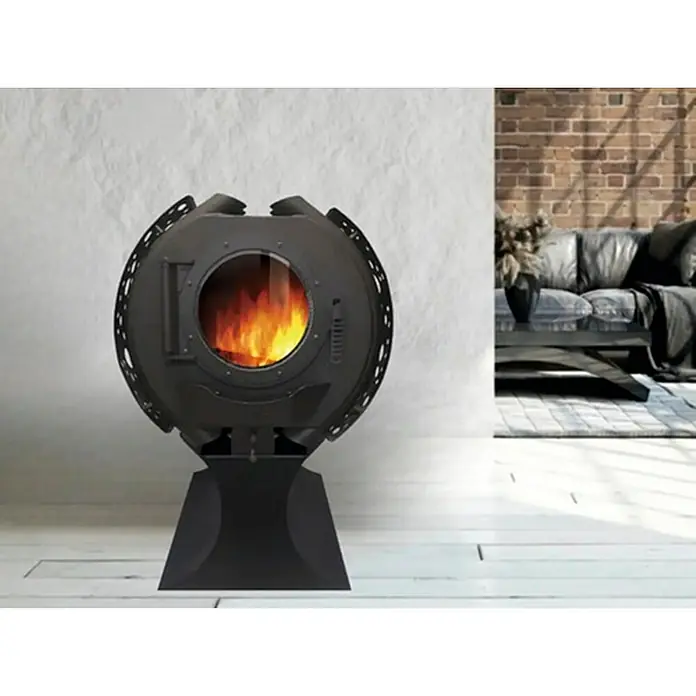 Kaminofen Sofia - 8 kW, Raumheizvermögen: 230 m³, Schwarz - Moderner Kaminofen in Kugelform, der Wärme und Design in jeden Raum bringt. Das Flammenspiel sorgt für eine gemütliche Atmosphäre.