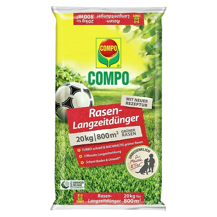 Compo Langzeitdünger Rasendünger (20 kg, Max. Anwendungsfläche: 500 m²) | BAUHAUS