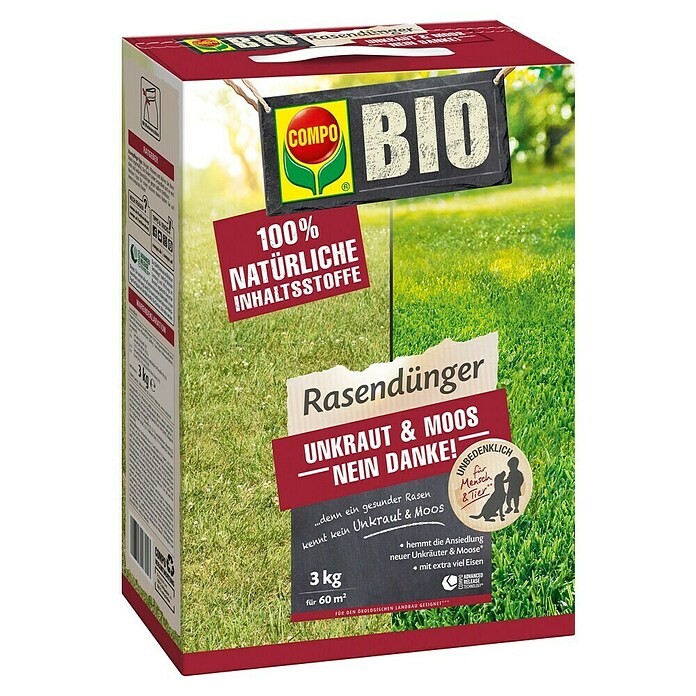 Compo Bio-Rasendnger Unkraut & Moos Nein Danke! - 3 kg, Max.  Anwendungsflche: 60 m online kaufen bei BAUHAUS