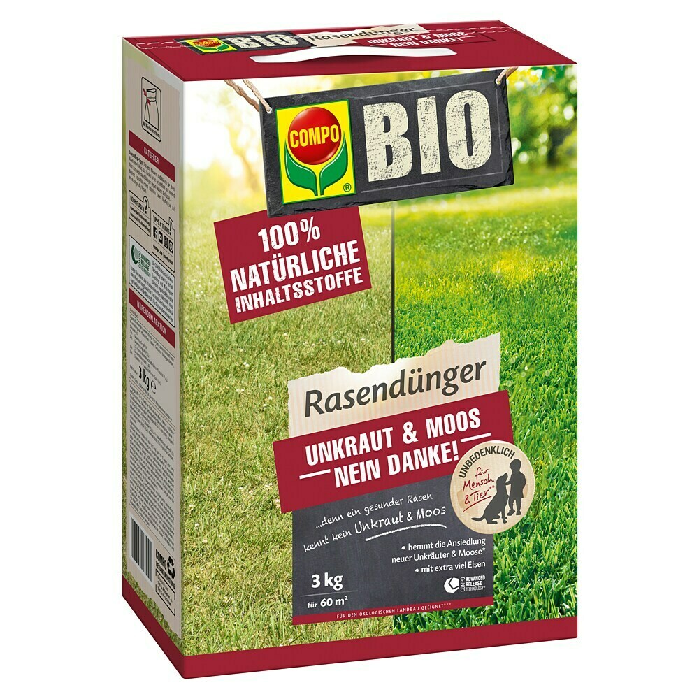 Compo Bio-Rasendnger Unkraut & Moos Nein Danke! - 3 kg, Max.  Anwendungsflche: 60 m online kaufen bei BAUHAUS