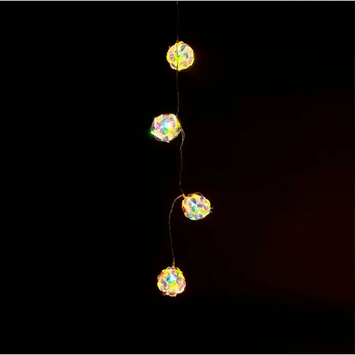 Konstsmide LED-Lichterkette - Innen, Lichtfarbe: Warmweiß, Anzahl Leuchtmittel: 10 Stk., Batteriebetrieben, LED - Dekorative Lichterkette mit bunten, kristallartigen Kugeln, die ein warmes, einladendes Licht verbreiten und eine gemütliche Atmosphäre schaffen.