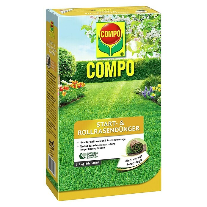 Compo Langzeitdünger Start- & Rollrasen (1,5 kg, Max. Anwendungsfläche: 50 m²) | BAUHAUS