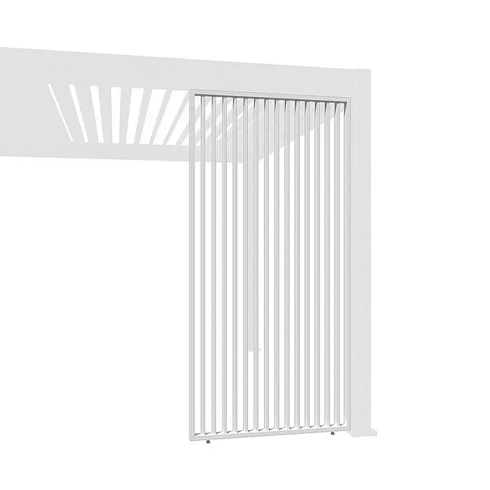 Weide Pergola Lamellenwand Weiß - B x T: 93 x 6 cm, Aluminium - Ein minimalistisches Bild einer modernen, weißen Pergola mit vertikalen Lamellen, die ein schlichtes, aber stilvolles Designelement darstellen.