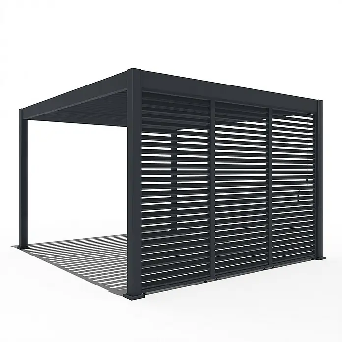 Weide Pergola Lamellenwand Anthrazit - B x T: 93 x 6 cm, Aluminium - Elegante, moderne Pergola mit Lamellendach und Seitenwänden. Ideal für den Garten oder die Terrasse als stilvoller Sonnenschutz.