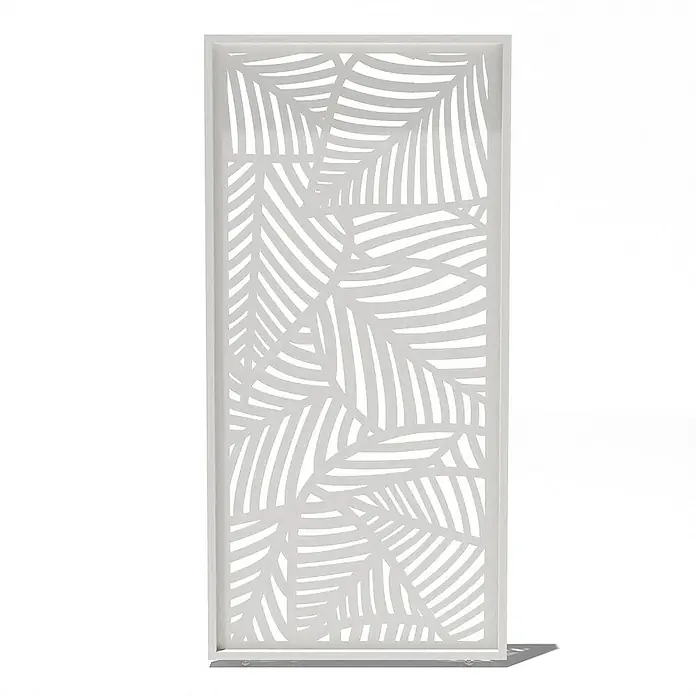 Weide Pergola Seitenwandpaneel Weiß - B x T: 113 x 6 cm, Aluminium - Dekorativer Sichtschutz mit modernem Blätterdesign. Die weiße Trennwand bietet Privatsphäre und verschönert jeden Außenbereich mit ihrem stilvollen Muster.