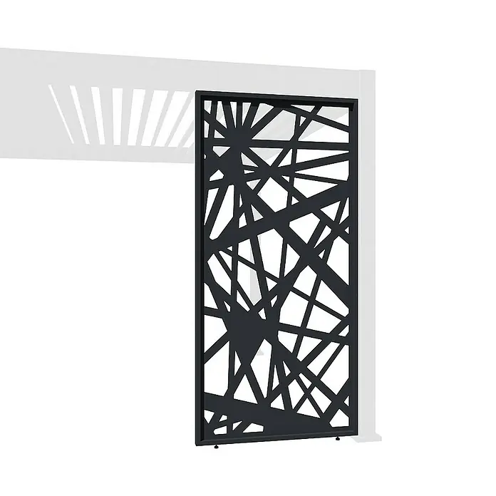 Weide Pergola Seitenwand Anthrazit - B x T: 123 x 6 cm, Aluminium - Elegante Sichtschutzwand mit modernem, abstraktem Muster, ideal für Garten und Terrasse. Die dekorative Wand bietet Privatsphäre und ein stilvolles Ambiente.