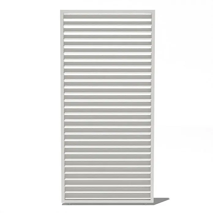Weide Pergola Lamellenwand Weiß - B x T: 113 x 6 cm, Aluminium - Eine vertikale Jalousie mit horizontalen Lamellen, die sich ideal für die Lichtsteuerung und Privatsphäre eignet.