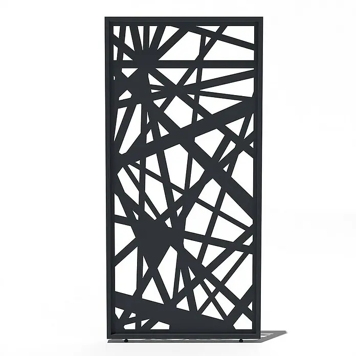 Weide Pergola Seitenwand Anthrazit - B x T: 113 x 6 cm, Aluminium - Dekorativer Sichtschutz mit einem modernen, abstrakten Muster. Die dunkle Farbe des Sichtschutzes sorgt für einen eleganten Akzent im Garten.
