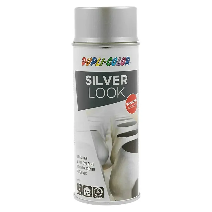 Dupli-Color Effect Spezial-Lackspray Silver Look - Silber, Hochglänzend, 400 ml - Eine Dose Dupli-Color Silver Look Spray, ideal für ein glänzendes, wetterfestes Finish auf verschiedenen Oberflächen.