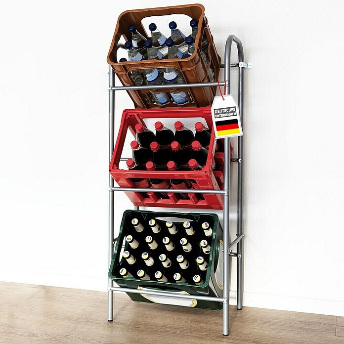 Floordirekt Getränkekistenregal Rocket (H x B x T: 115,5 x 49,5 x 32,5 cm, Traglast pro Boden: 17 kg, Anzahl Böden: 3 Stk., Stecken, Schwarz) | BAUHAUS