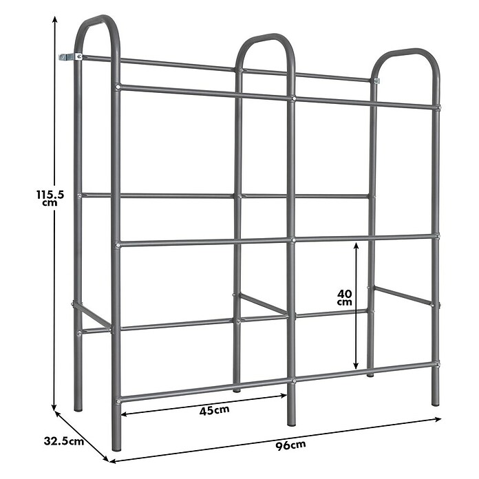 Floordirekt Getränkekistenregal Rocket (H x B x T: 115,5 x 96 x 32,5 cm, Traglast pro Boden: 17 kg, Anzahl Böden: 3 Stk., Stecken, Schwarz) | BAUHAUS