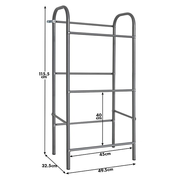 Floordirekt Getränkekistenregal Rocket (H x B x T: 115,5 x 49,5 x 32,5 cm, Traglast pro Boden: 17 kg, Anzahl Böden: 3 Stk., Stecken, Schwarz) | BAUHAUS