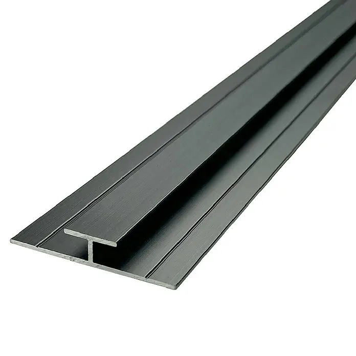 Wetwall Wandpaneel H-Verbindung-Profil - 244 x 2,2 x 1,1 cm, Schwarz - Metallischer Übergangsstreifen in T-Form, ideal für Bodenbeläge.