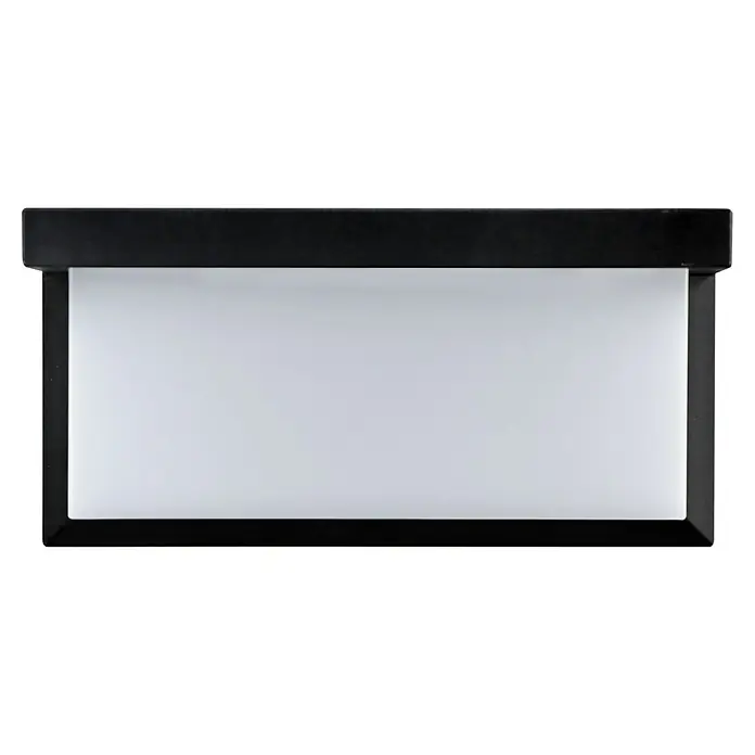 E2 elektro Solar-Außenwandleuchte Salm - 3,2 W, L x B x H: 20 x 10,2 x 10,5 cm, Schwarz, IP54, 380 lm - Hier ist ein Bild einer Leinwand für die Projektion, die sich in einem schwarzen Gehäuse befindet und über eine gute Leinwandqualität verfügt.
