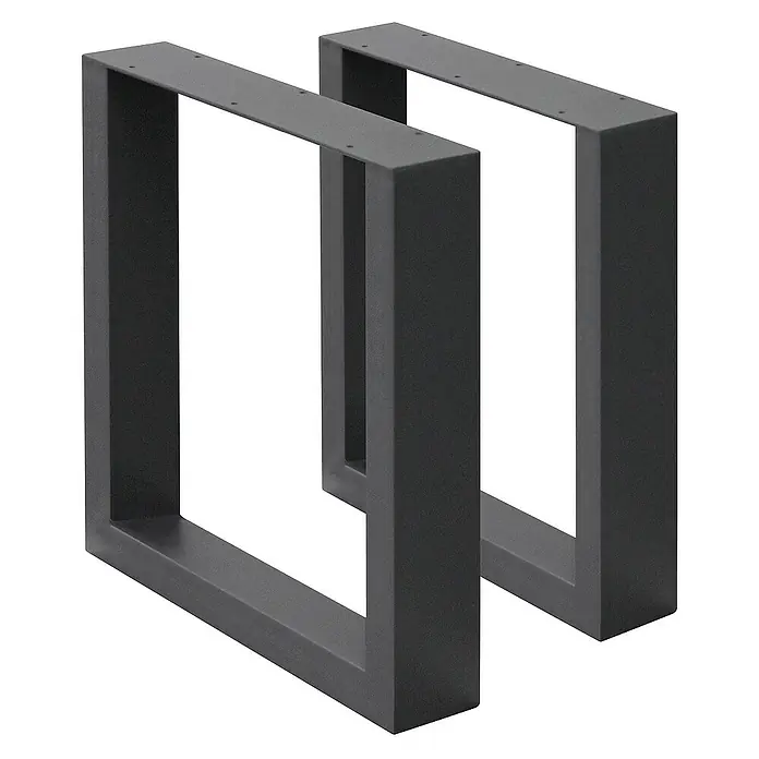 ECD Germany Tischgestell Bankkufen modernes Industriedesign Möbelfüße aus Metall - L x B x H: 8 x 30 x 43 cm, Stahl - Zwei moderne, rechteckige Tischbeine aus schwarzem Metall, ideal für DIY-Möbelprojekte. Robust und stilvoll.