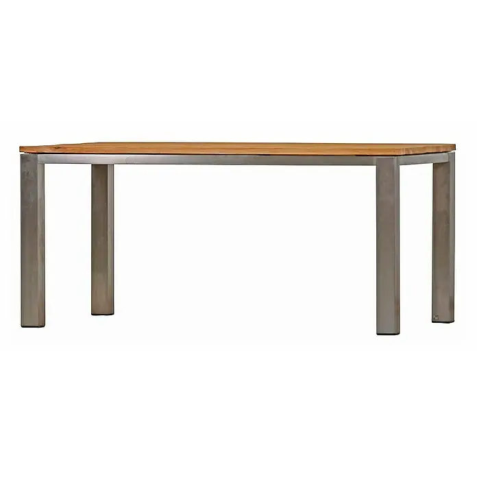 Kai Wiechmann Gartentisch - L x B x H: 220 x 100 x 76,5 cm, Teak, Rechteckig, Naturbelassen - Modernes Esszimmertisch mit einer Holztischplatte und einem robusten Metallgestell, ideal für stilvolle Essbereiche.