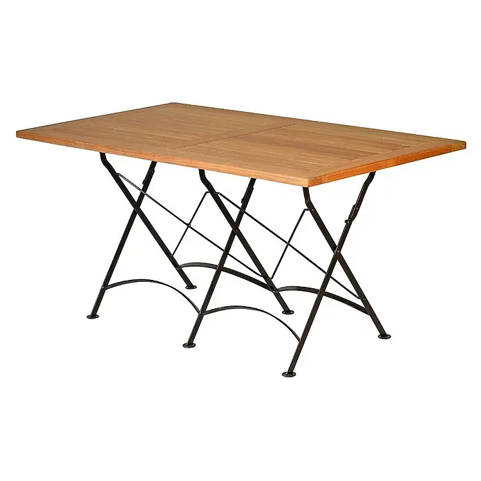 Kai Wiechmann Gartentisch - L x B x H: 150 x 80 x 72 cm, Teakholz, Rechteckig, Naturbelassen - Rechteckiger Klapptisch mit Holzplatte und schwarzem Metallgestell für den flexiblen Einsatz im Innen- und Außenbereich.