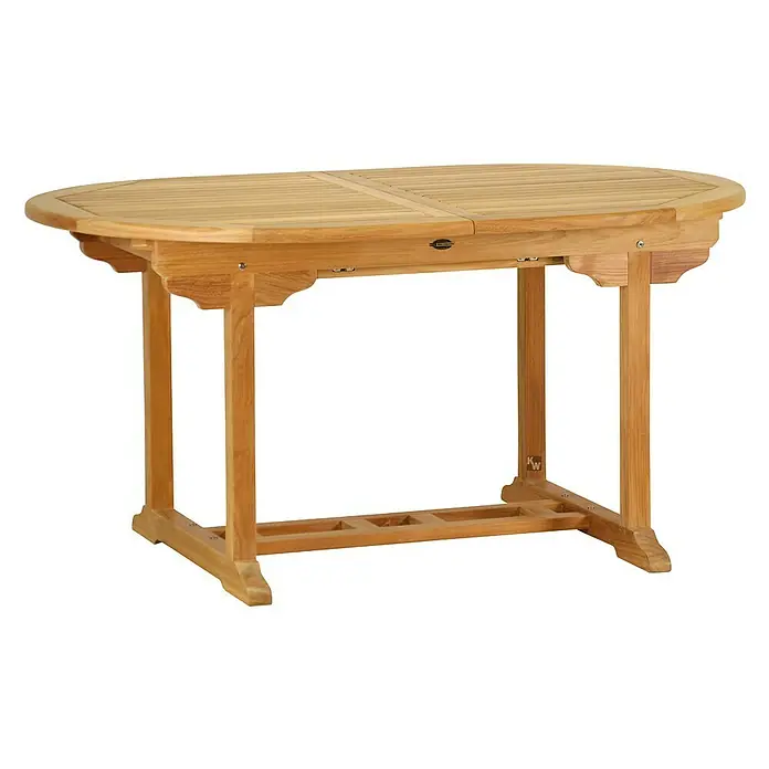 Kai Wiechmann Gartentisch - Teak, Oval, Naturbelassen - Ovaler Holztisch mit ausziehbarer Tischplatte. Ideal für Garten und Terrasse, bietet viel Platz.