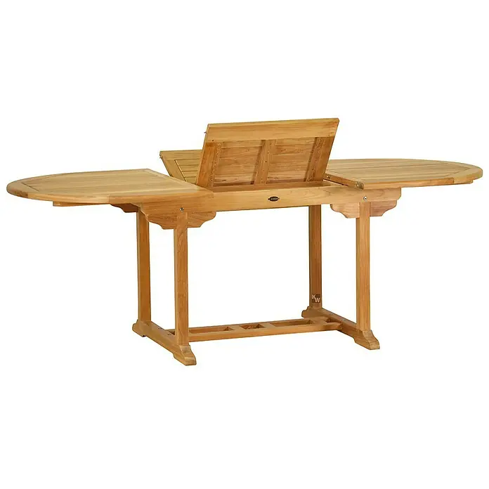 Kai Wiechmann Gartentisch - Teak, Oval, Naturbelassen - Ausziehtisch aus Teakholz mit runder Tischplatte und robustem Untergestell für den Außenbereich. Praktisches Möbelstück für Garten oder Terrasse.