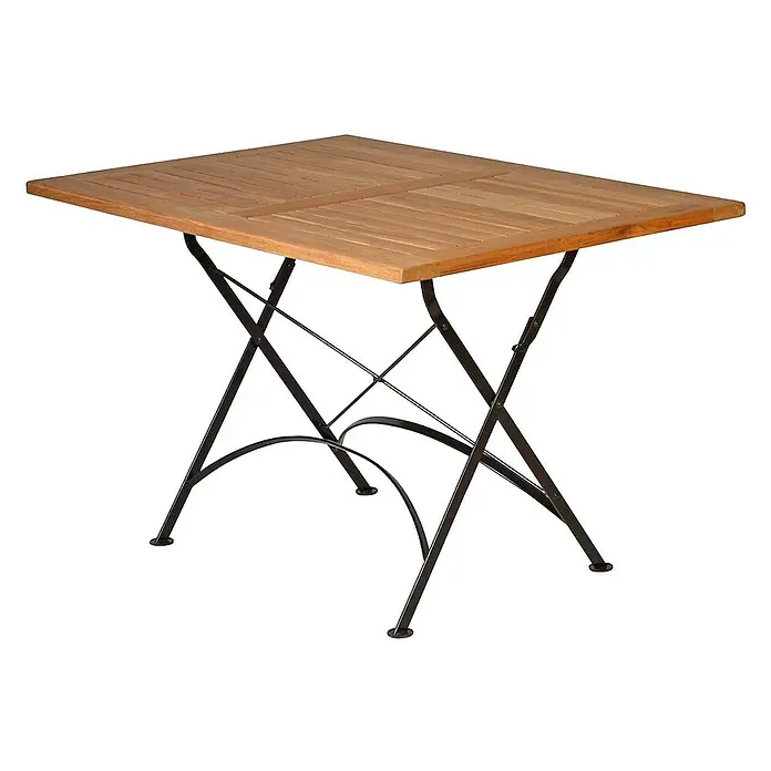 Kai Wiechmann Gartentisch - L x B x H: 120 x 80 x 72 cm, Teak, Rechteckig, Naturbelassen - Ein quadratischer Gartentisch aus Teakholz mit klappbarem Metallgestell, ideal für den Außenbereich. Die Tischplatte bietet genügend Platz für Mahlzeiten.