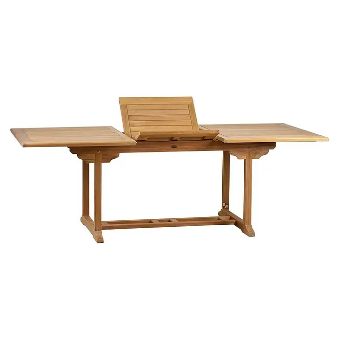 Kai Wiechmann Gartentisch - L x B x H: 180 x 100 x 75 cm, Teak, Rechteckig, Naturbelassen - Ausziehbarer Holztisch mit Tischverlängerung in der Mitte, ideal für den Essbereich oder die Terrasse. Das robuste Design bietet eine tolle Optik.