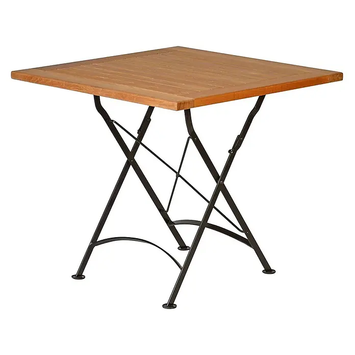 Kai Wiechmann Gartentisch - L x B x H: 80 x 80 x 72 cm, Teak, Quadratisch, Naturbelassen - Eine quadratische Holztischplatte auf einem klappbaren Metallgestell, ideal für den Garten oder Balkon. Der Tisch ist robust und platzsparend.