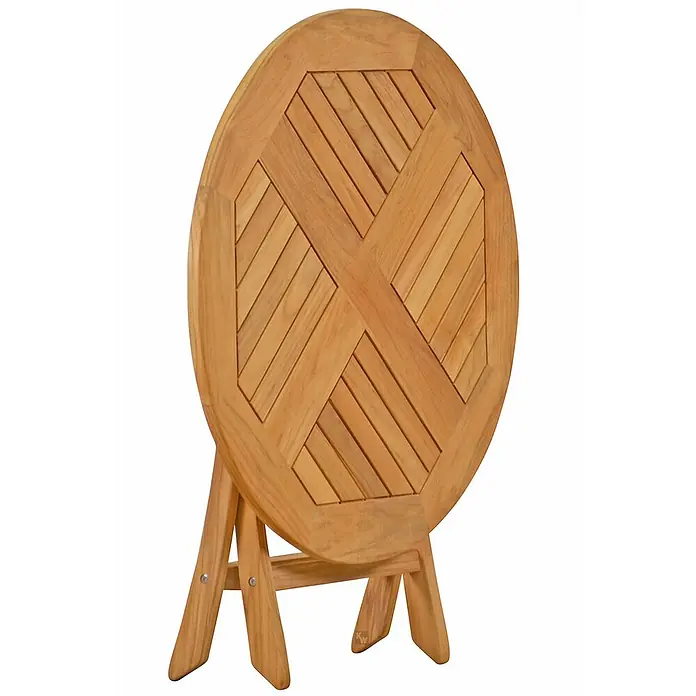 Kai Wiechmann Gartentisch - Ø x H: 90 x 75 cm, Teakholz, Rund, Naturbelassen - Klappbarer, runder Holztisch für den Außenbereich, ideal für kleine Balkone oder Terrassen. Praktisches und stilvolles Möbelstück.