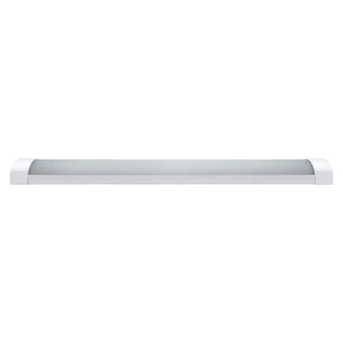 E2 elektro LED-Lichtleiste Systeme eme² - 15 W, L x B x H: 50 x 7,7 x 3,5 cm, Warmweiß - Nahaufnahme einer schlanken, länglichen LED-Leuchte mit einem klaren, modernen Design und diffusem Licht, ideal für minimalistische Räume.