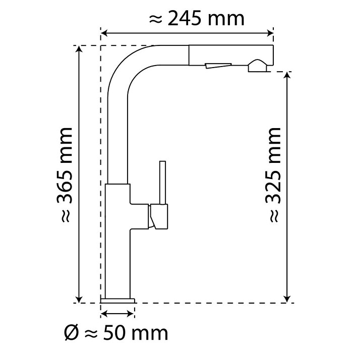 Slavina za sudoper Monza  (Visina: 36,5 cm, Crna, Mat) | BAUHAUS