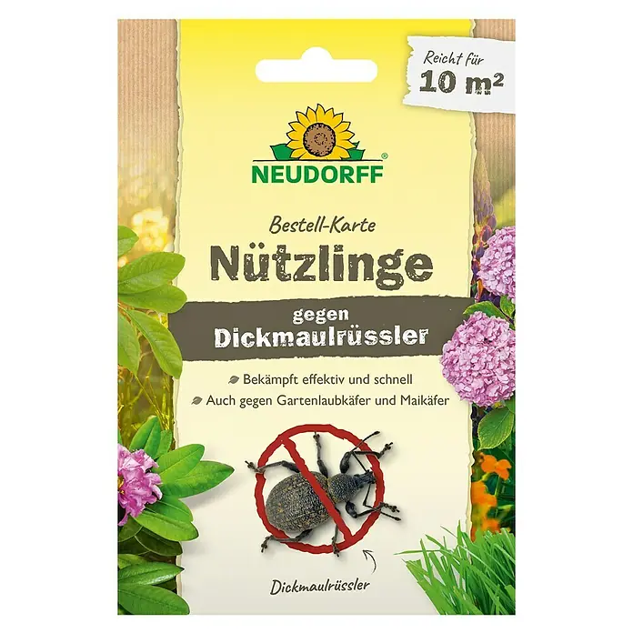 Neudorff Bestellkarte Nützlinge - Dickmaulrüssler, Max. Anwendungsfläche: 10 m² - Bestell-Karte Nützlinge gegen Dickmaulrüssler von Neudorff, reicht für 10 m². Bekämpft effektiv Dickmaulrüssler, Gartenlaub- und Maikäfer.
