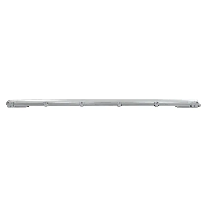 E2 elektro LED-Feuchtraumlichtleiste Classic - L x B x H: 128,3 x 7,5 x 5,2 cm, Lichtfarbe: Neutralweiß, 18 W, IP65 - Silbernes Regal mit Halterungen für eine elegante Aufbewahrungslösung, die Funktionalität und modernes Design vereint.