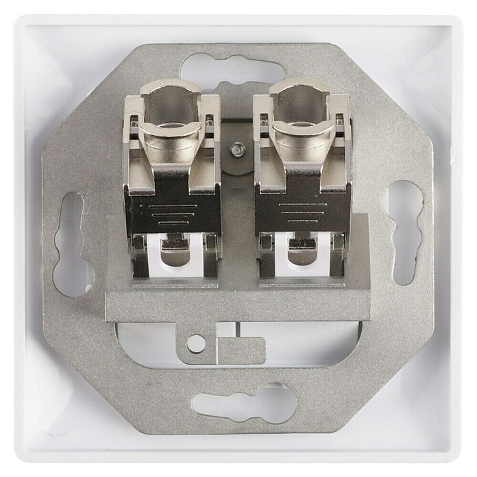 2-poorts CAT 7 netwerkdoos, inbouw, 4x CAT 7 Keystone-module voor inbouw, max. 10 Gbit/s, STP, afgeschermd, inbouwnetwerkdoos