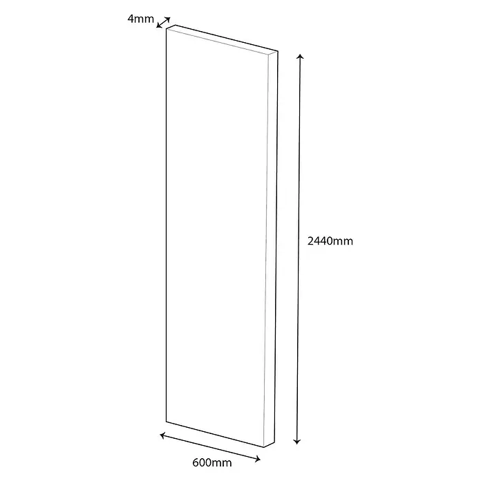 Wetwall Wandpaneel Alloy - 60 x 244 cm, Deep Blue Sea / Smoked Rose - Produktdarstellung: Eine rechteckige Platte mit den Maßen 4mm x 600mm x 2440mm, ideal für diverse Anwendungen und Projekte.
