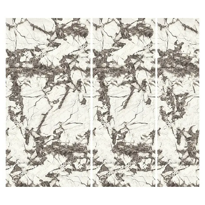 Wetwall Wandpaneel Alloy - 90 x 244 cm, Calacatta Fantasia - Abstrakte Marmorstruktur in Weiß- und Grautönen mit filigranen Linien. Ideal für hochwertige Designs und Oberflächen.