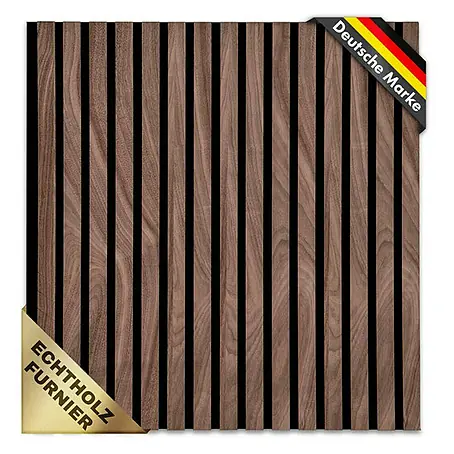 Floordirekt  Akustikpaneel Echtholzfurnier 60 x 60 x 2,1 cm Black Walnut