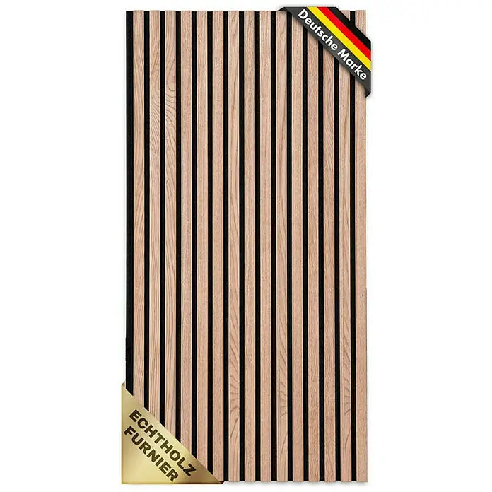 Floordirekt Akustikpaneel Echtholzfurnier 118 x 60 x 2,1 cm Red Oak - Red Oak, 1 Stk., 0,71 m² - Echtholz Furnier Paneel mit schwarzem Akustikstoff. Perfekt für moderne Innenräume mit natürlicher Note und verbesserter Akustik.