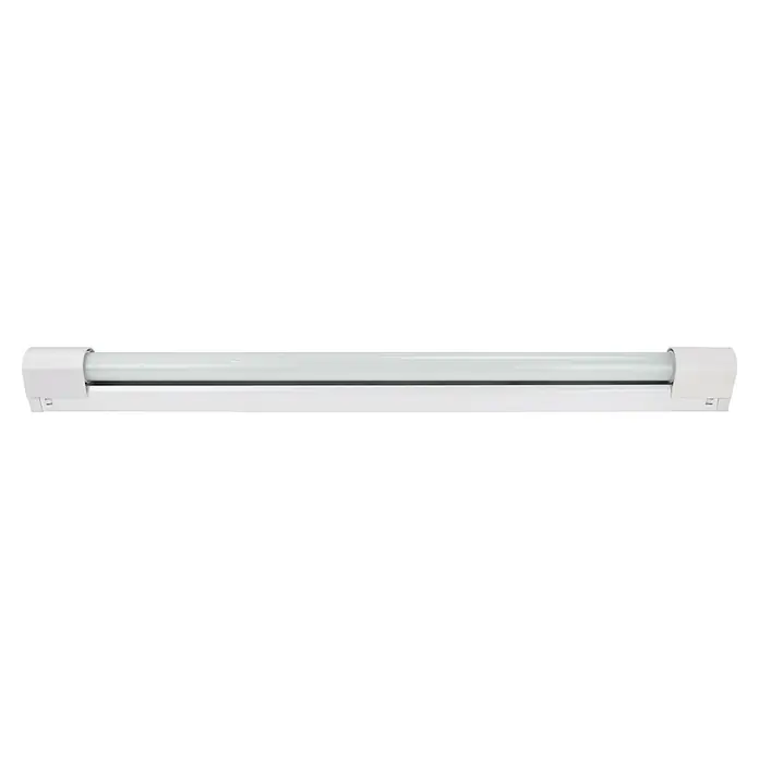 E2 elektro LED-Lichtleiste move² - L x B x H: 610 x 32 x 53 mm, Lichtfarbe: Neutralweiß, 220 V - 240 V, 1 Stk., 9 W - Nahaufnahme einer weißen Leuchtstoffröhre. Diese Beleuchtung erzeugt ein helles, effizientes Licht für verschiedene Umgebungen.